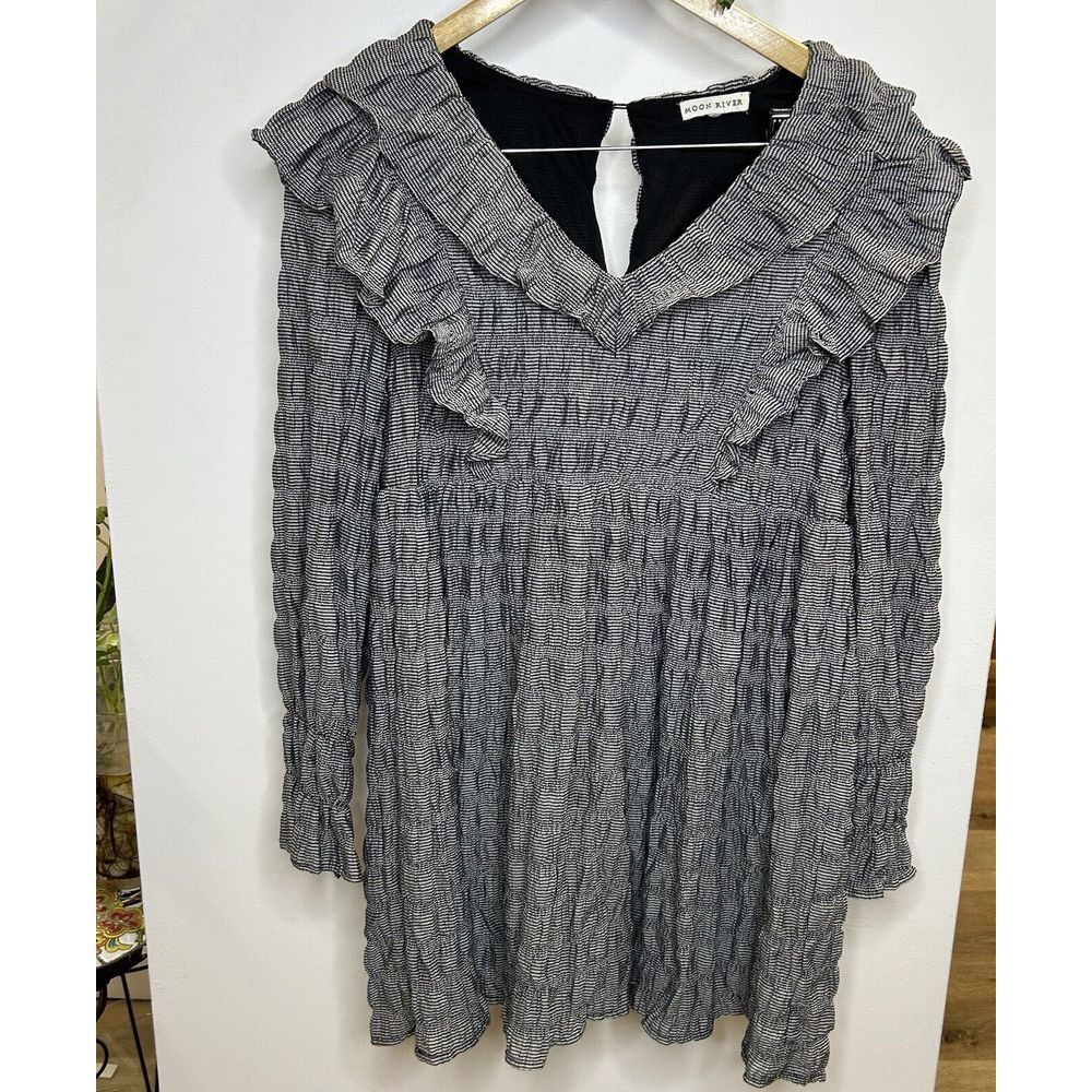 Moon River Womens Dress‎ Prairie Long Sleeve Ruffle Mini Small